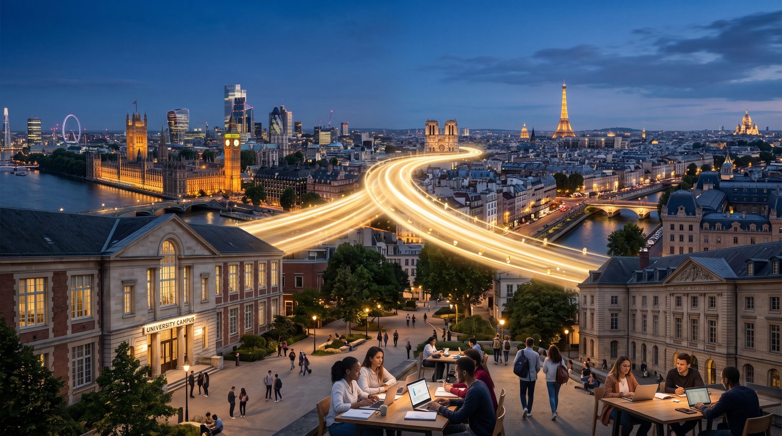 Image representing the bridge between UK and EU within Erasmus+